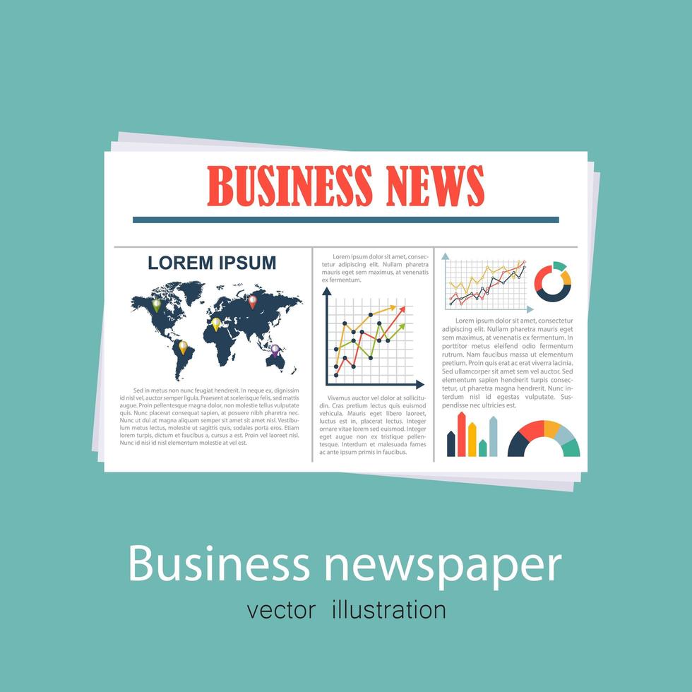 Business newspaper on green background vector