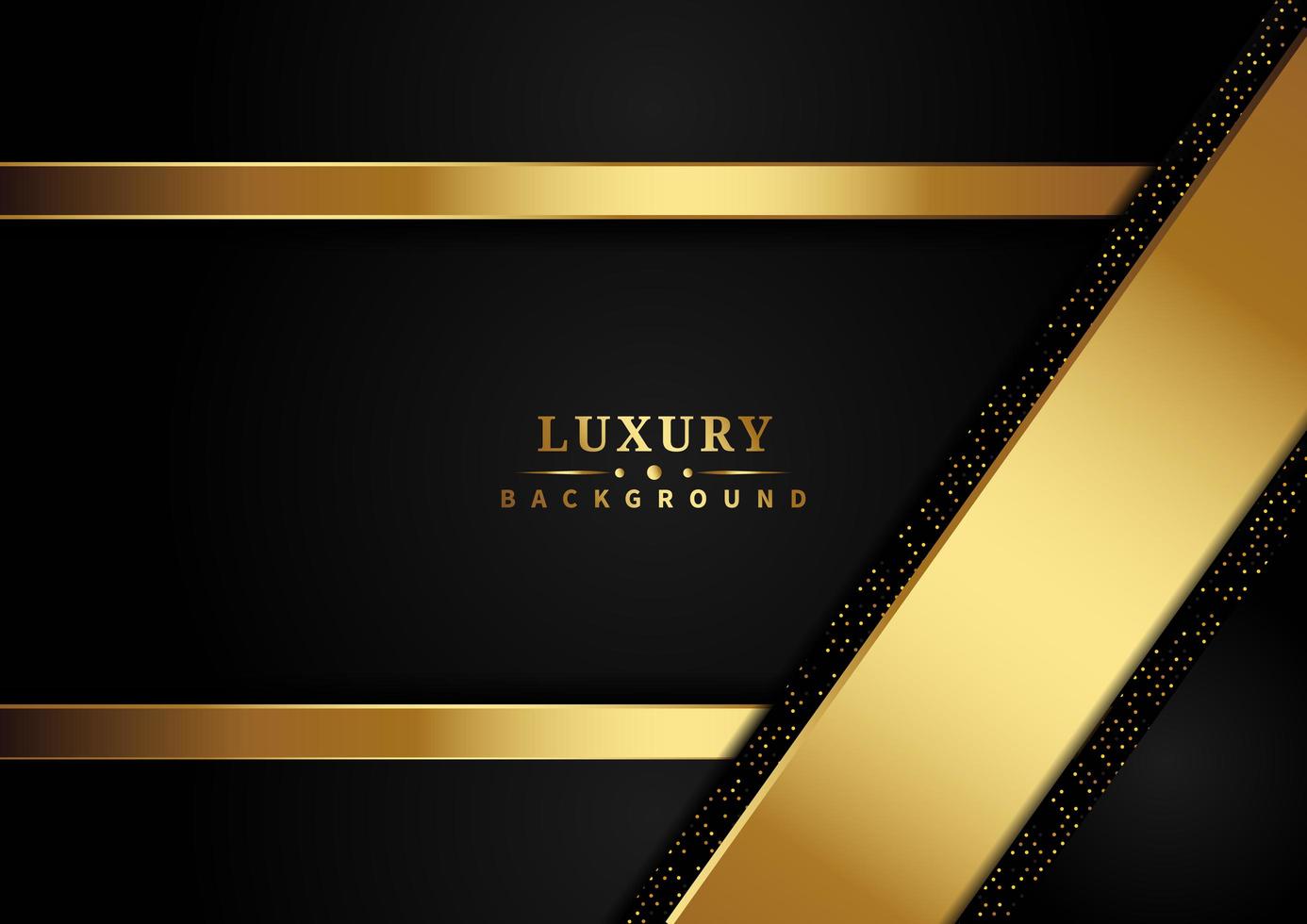 Luxury gold ribbons and glitter effects overlapping on dark background  vector