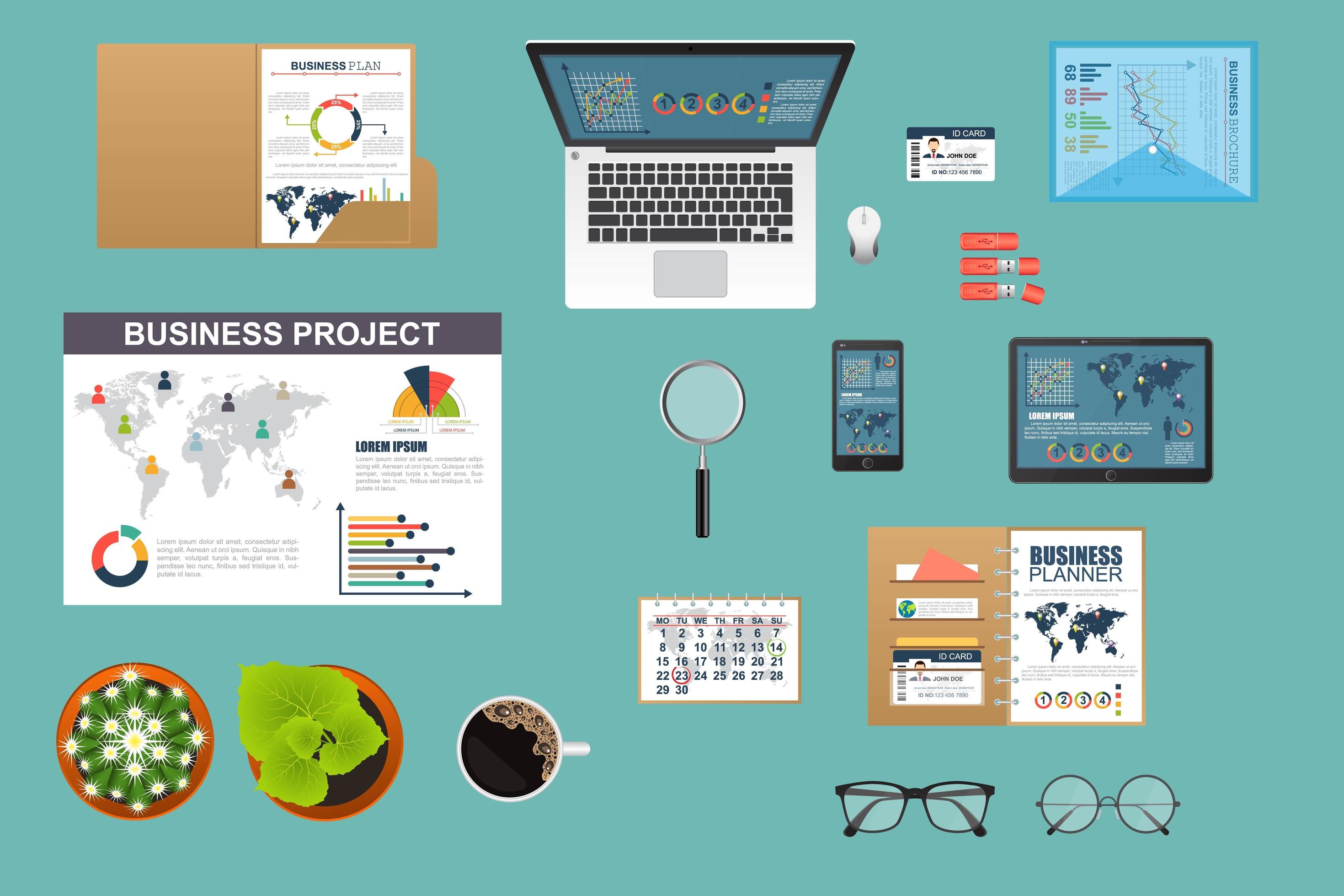 Set of desktop tools 1263456 Vector Art at Vecteezy