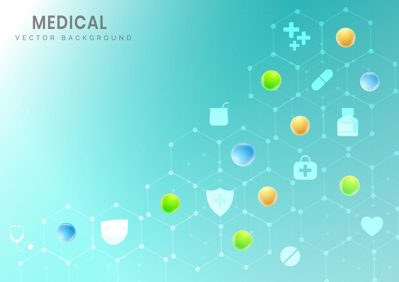 Hexagon medical pattern background with science icons vector