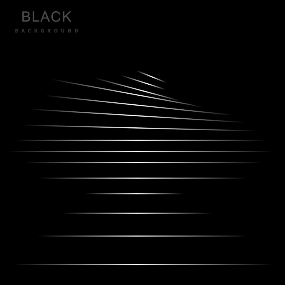 Black background with silver abstract stripes vector