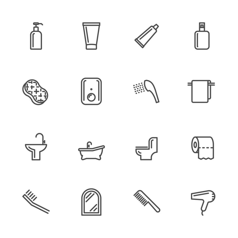 A set of bathroom signs and icons vector