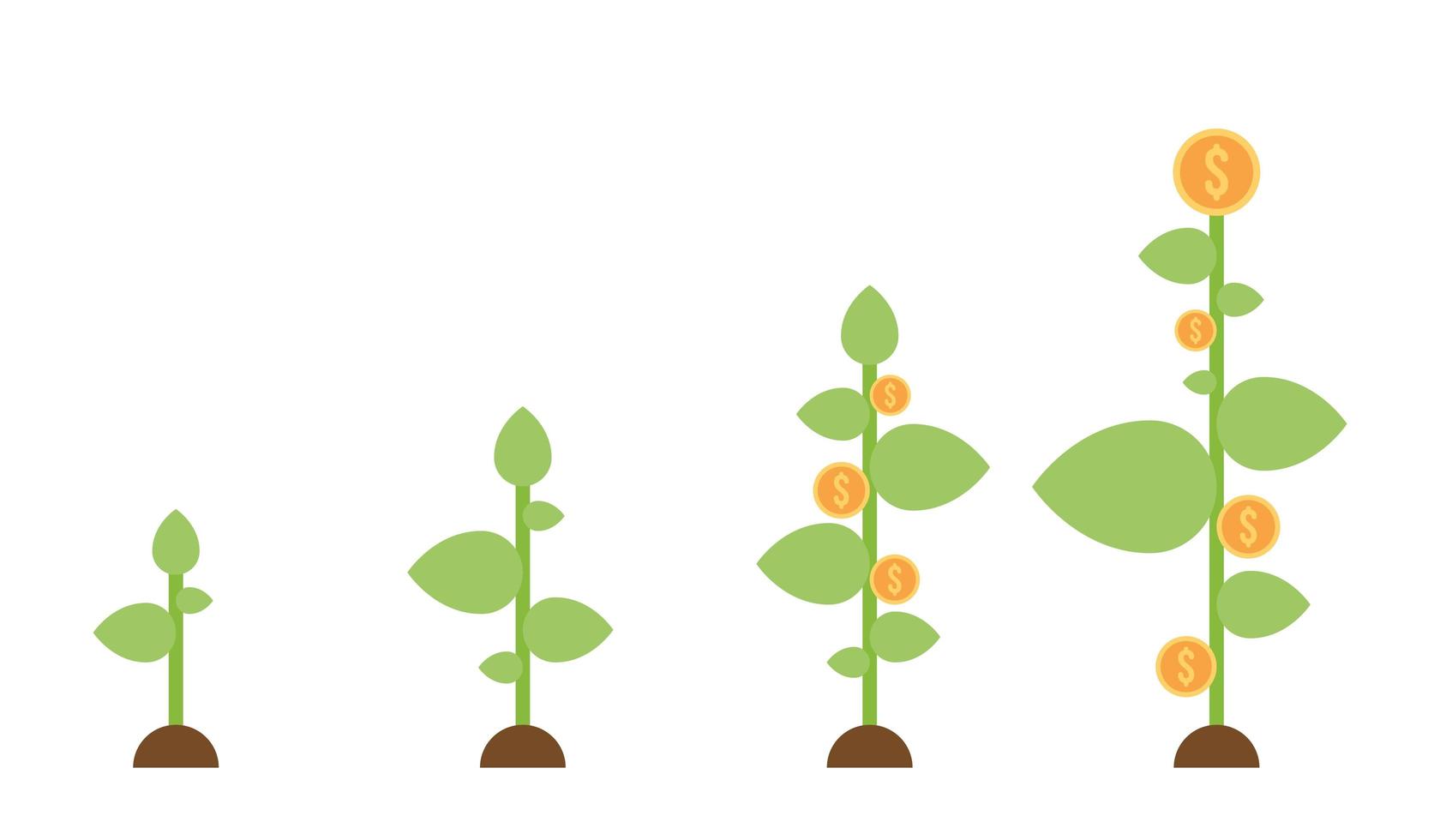 Growing plant with dollar coins  vector
