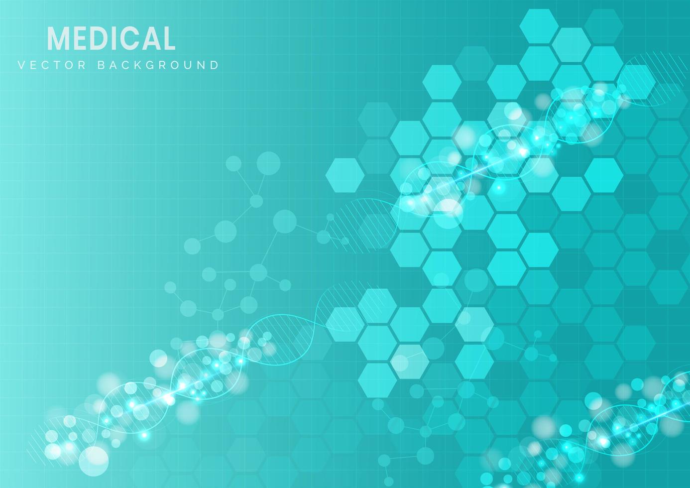 Estructura hexagonal molecular de fondo turquesa vector