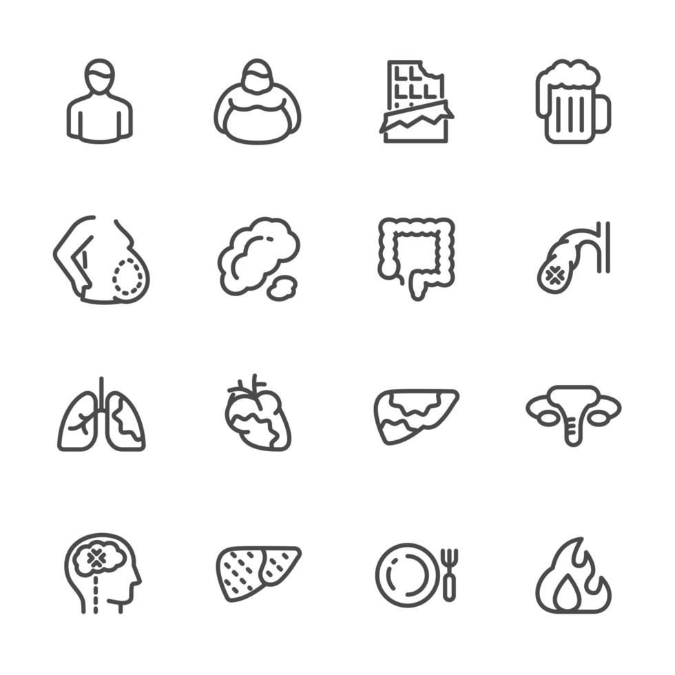 Abdominal fat pictogram icon set vector