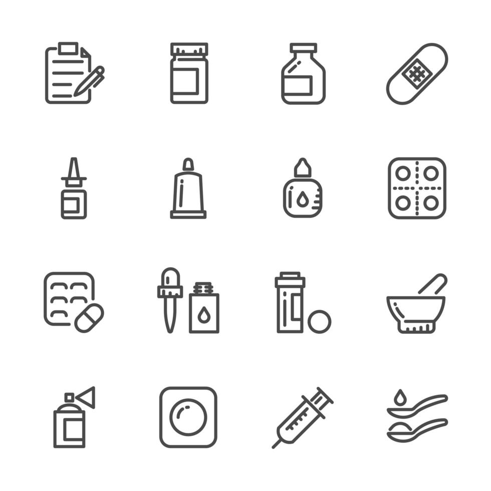 Medication and drugs icon set vector