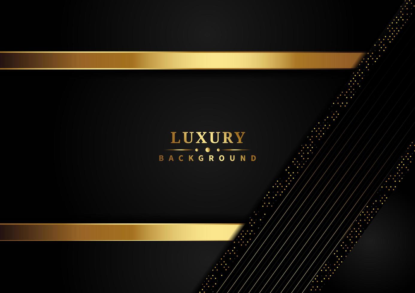 Luxury gold stripes and glitter effects overlapping on dark background  vector