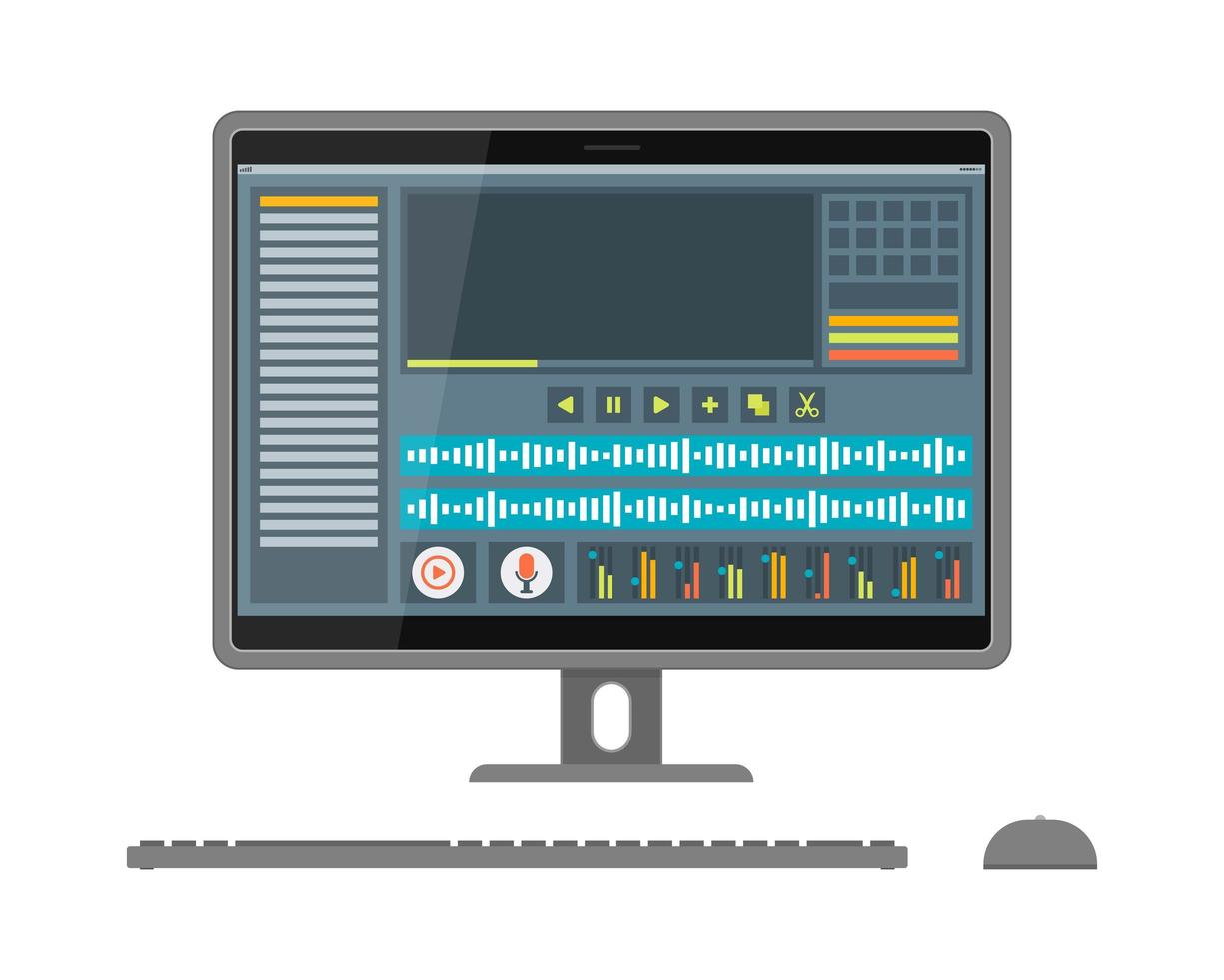 Interface of sound and video editor on screen vector