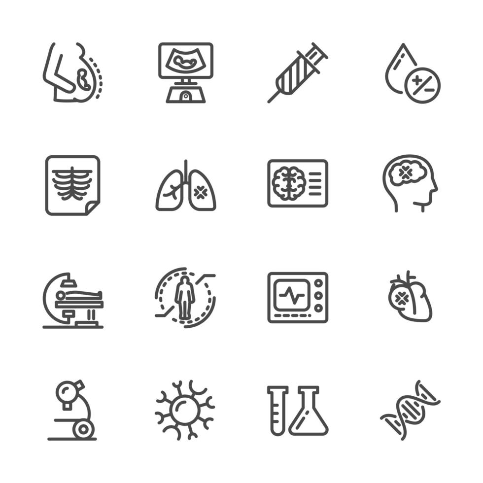 Medical care and health check up pictogram icon set vector