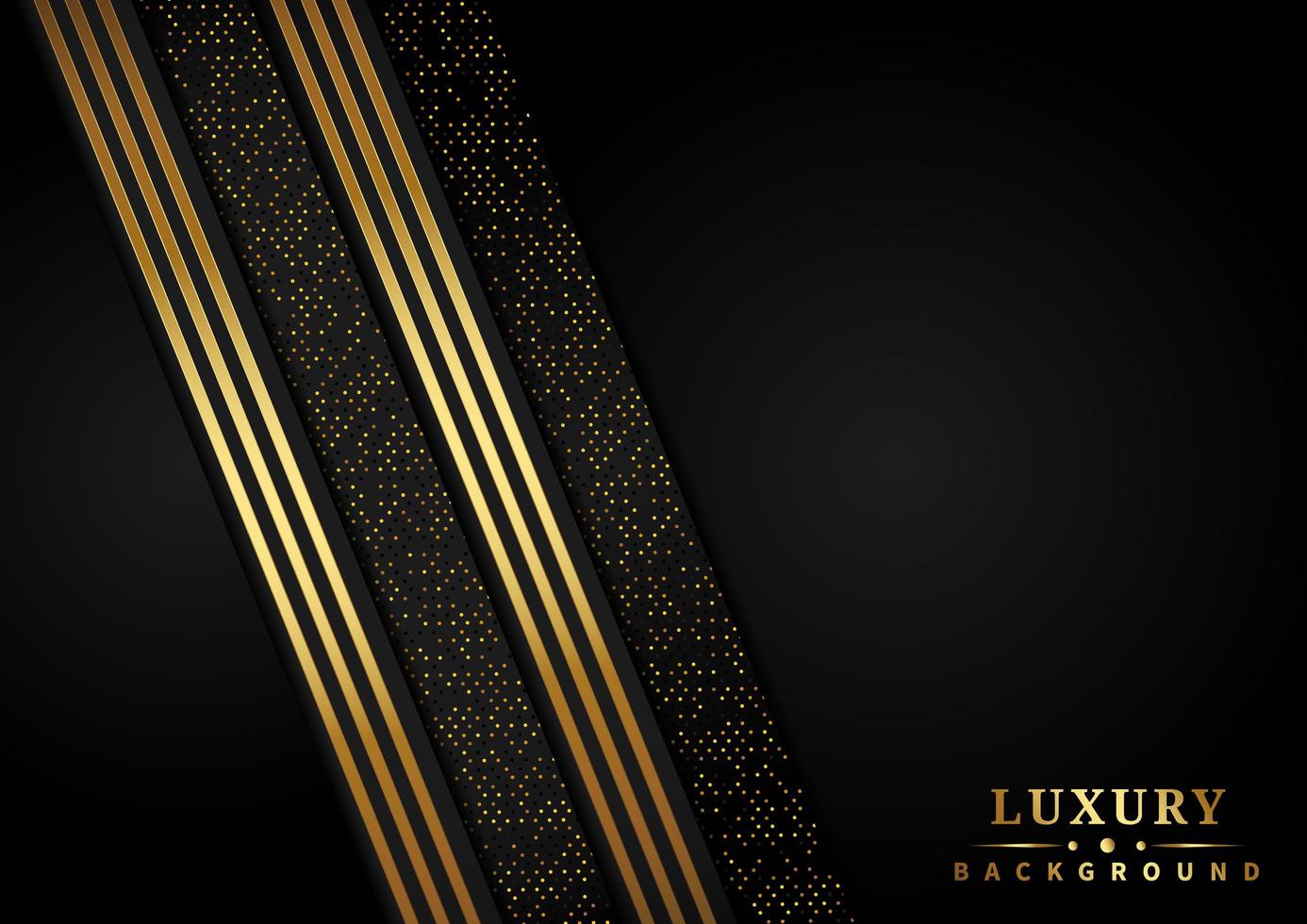 Luxury gold stripes and glitter effect on black background vector