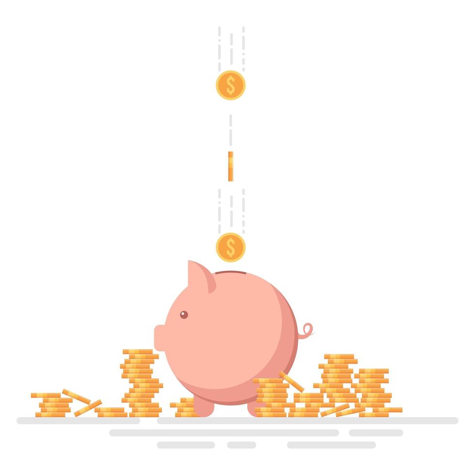 Piggy Bank with coins isolated vector