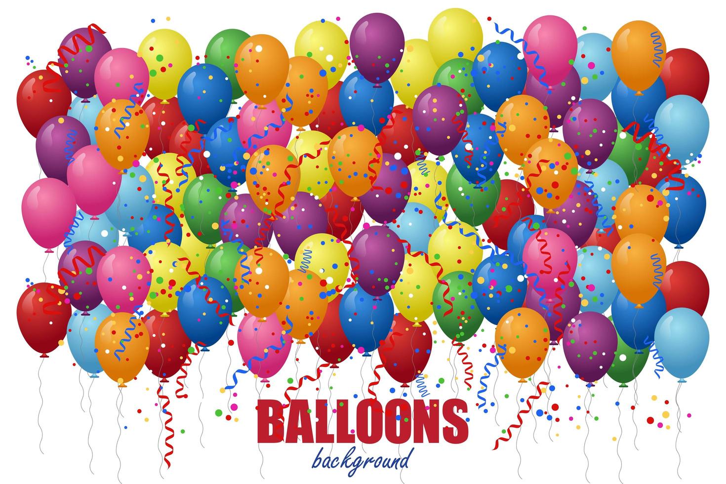 Balloons with confettis background. vector