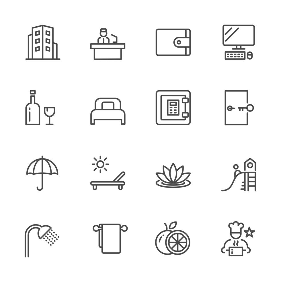 conjunto de iconos de servicios de hotel vector