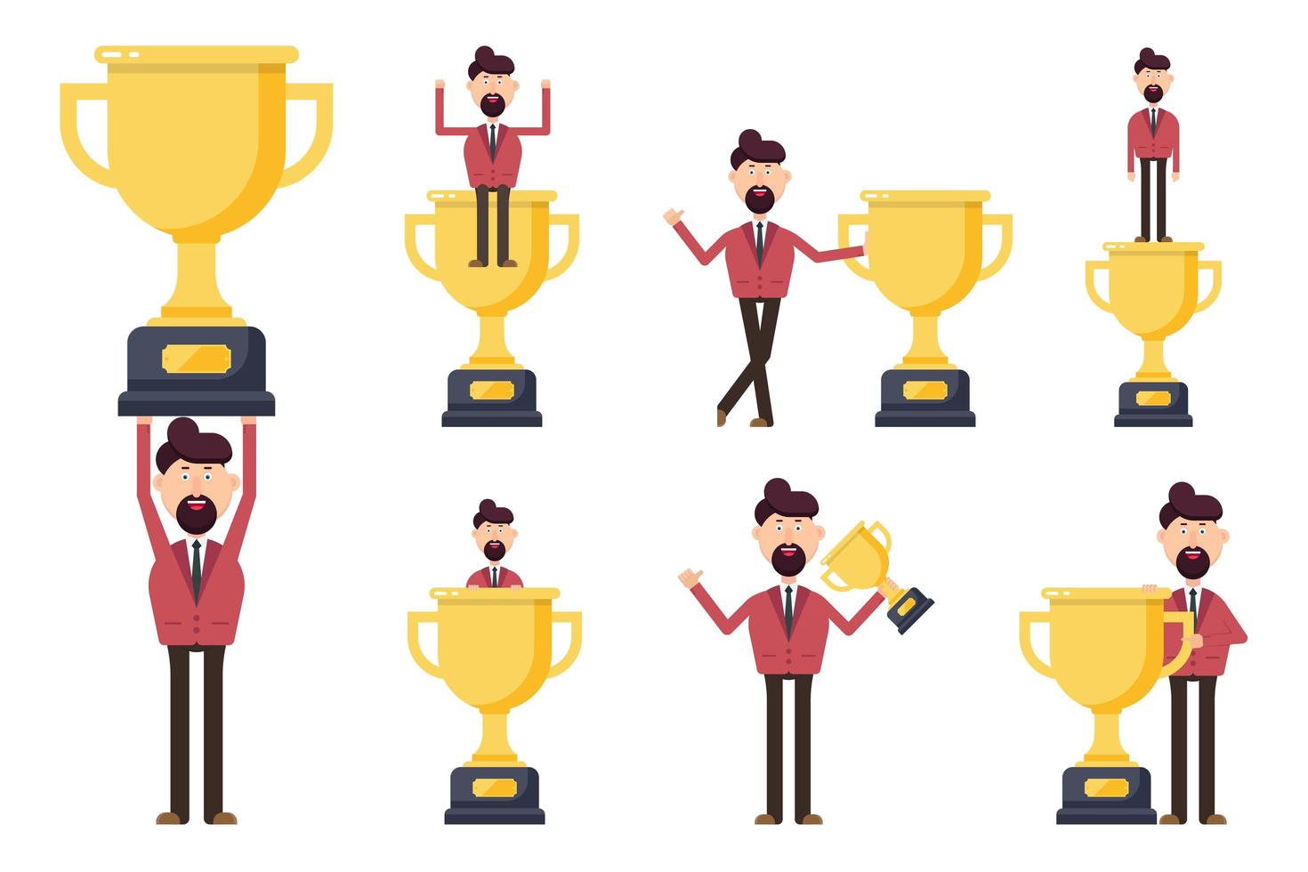 Businessman holding winner trophy  vector