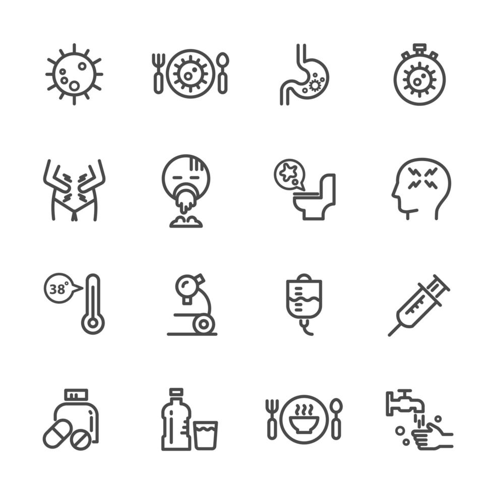 Causes and Symptoms of Norovirus Infection icon set vector