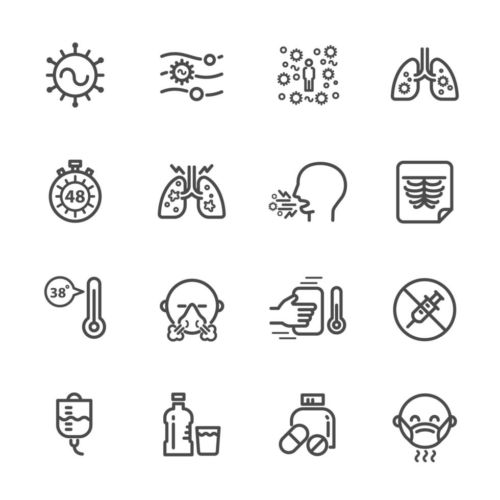 Respiratory viral infection pictogram icon set vector