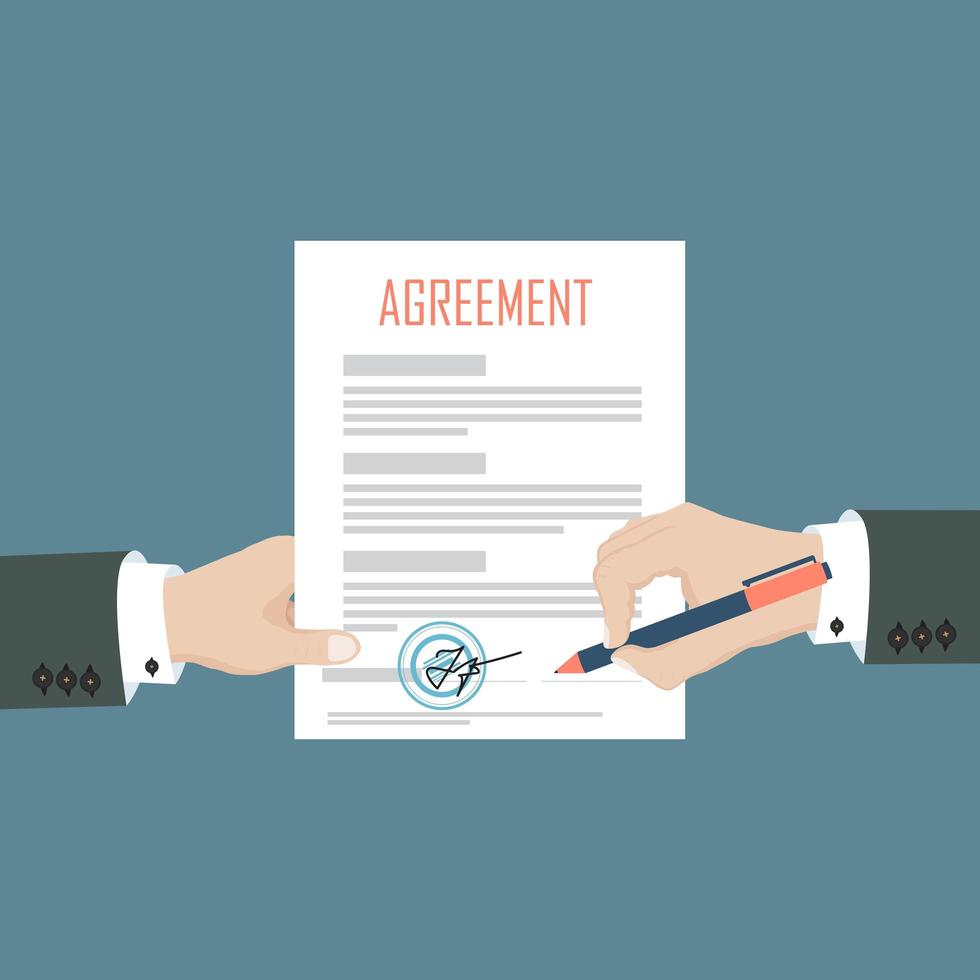 Man sign paper document agreement  vector