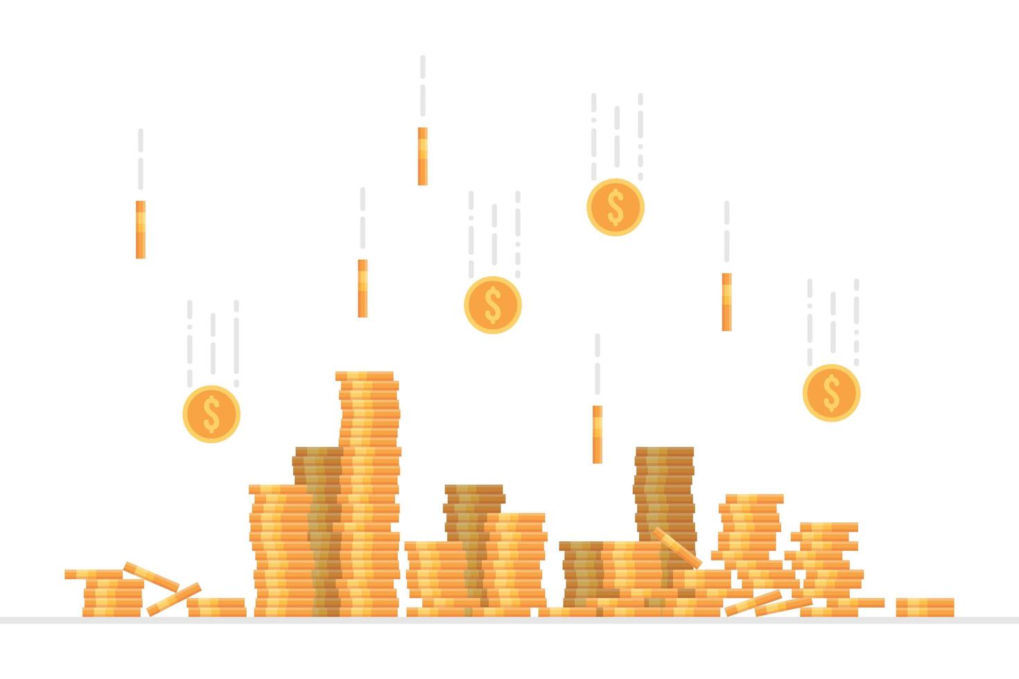 monedas de un dólar cayendo vector