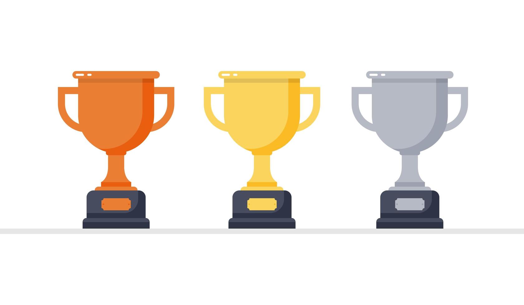 Gold, silver and bronze trophies vector