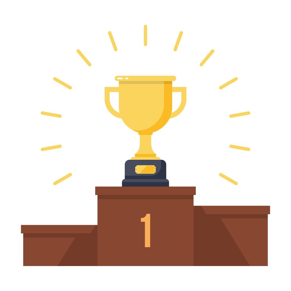Golden Trophy On Winners Podium 1263605 Vector Art At Vecteezy
