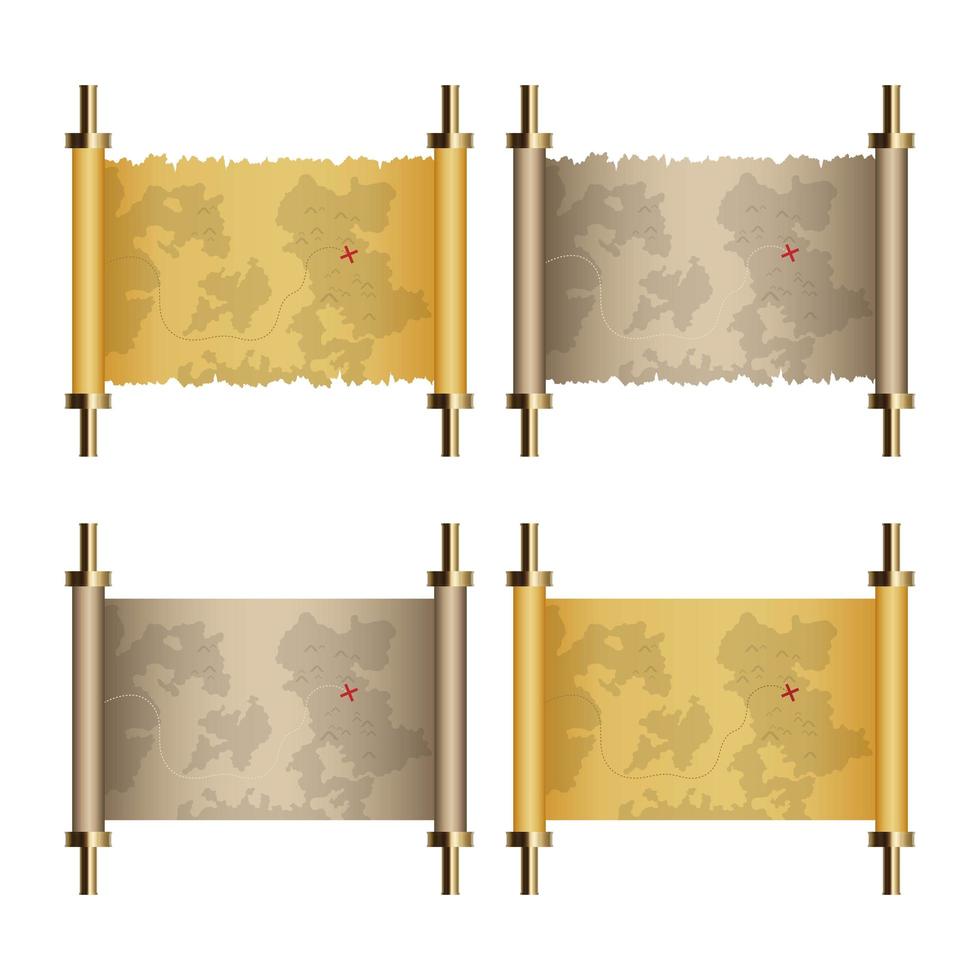 Set of old maps isolated  vector