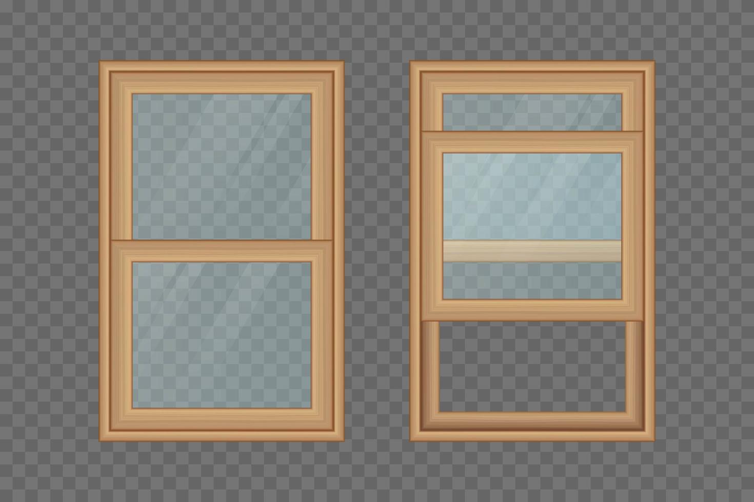 conjunto de ventanas de madera aislado vector