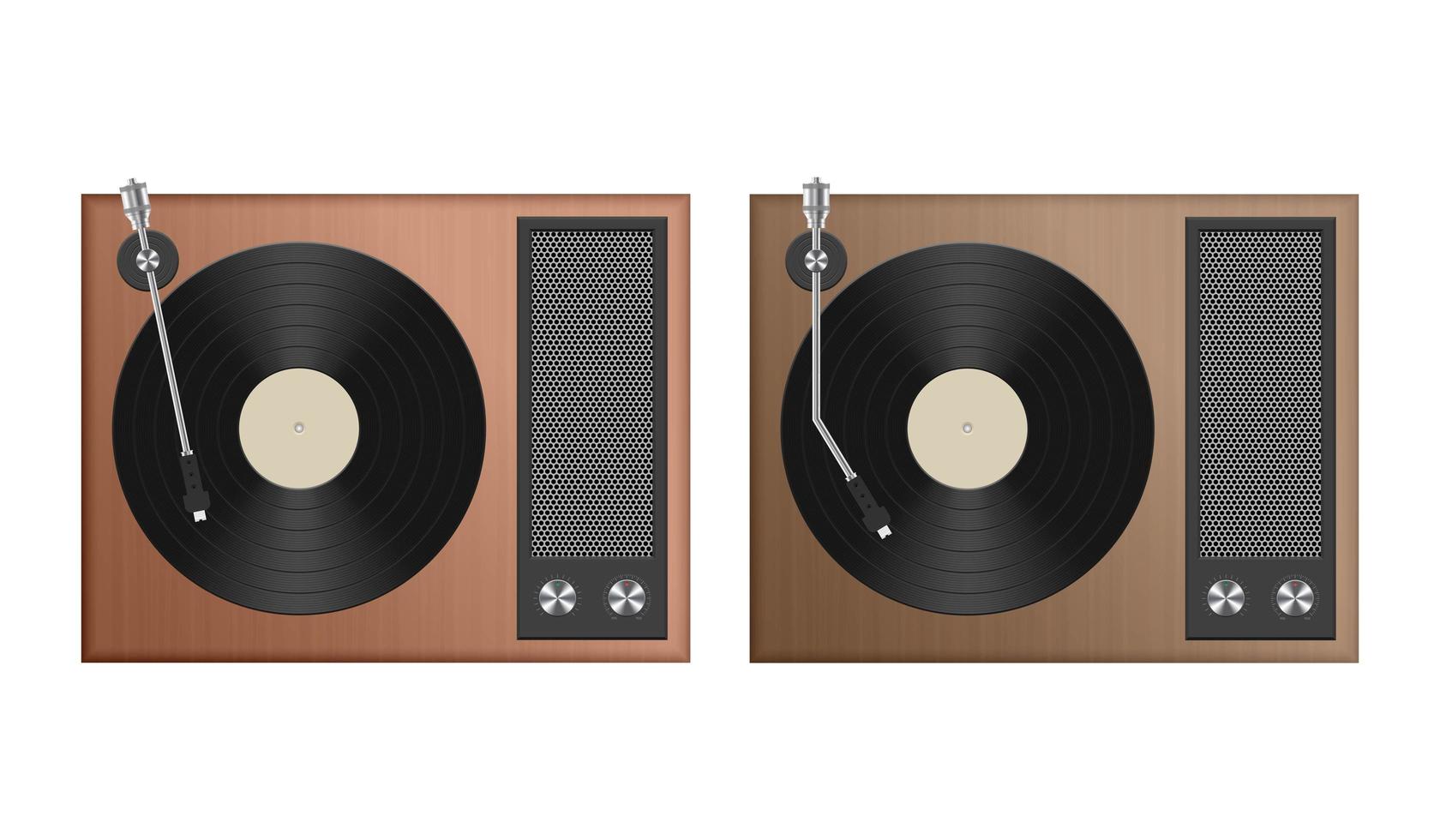 Set of analog record player isolated  vector