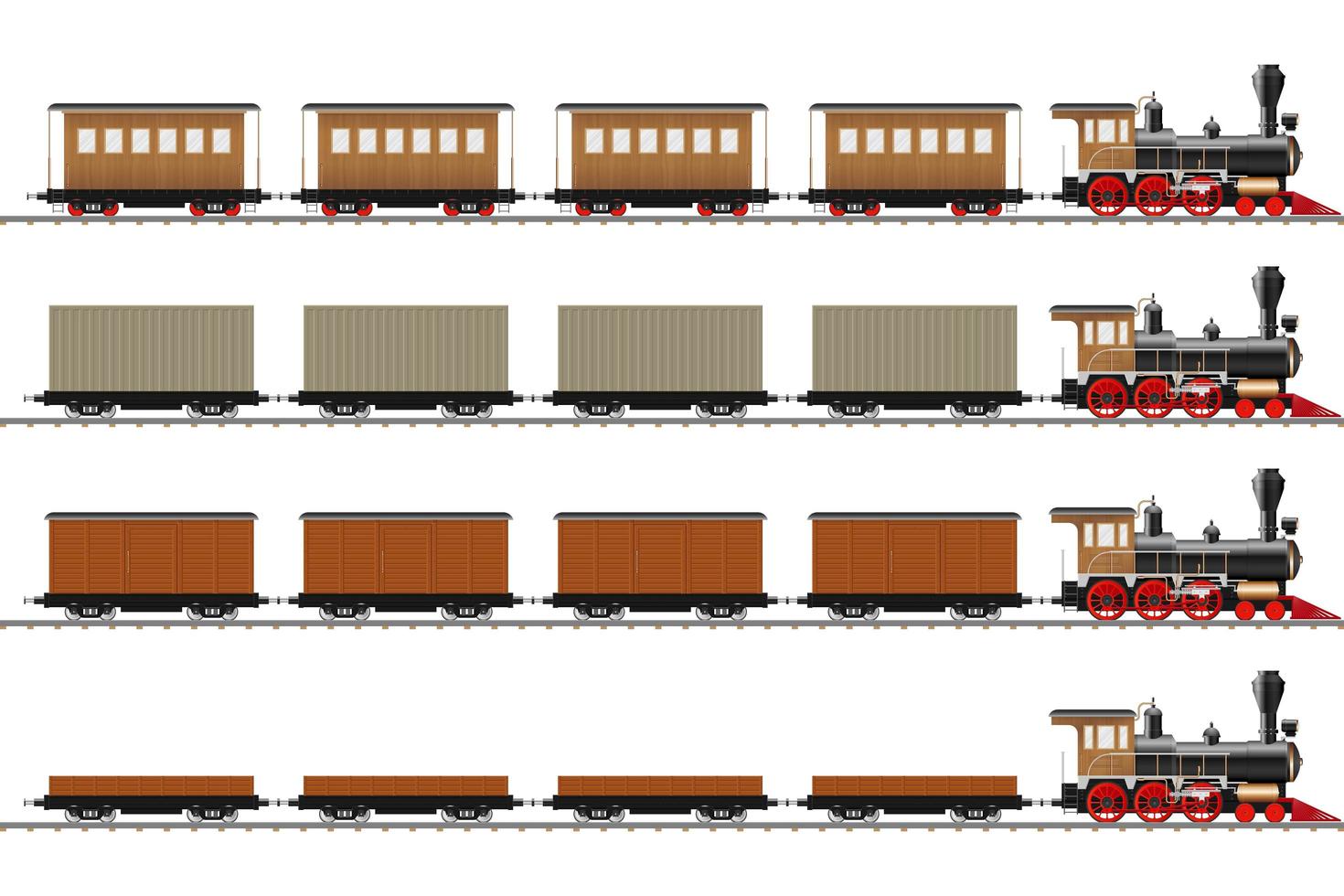 locomotora clásica y vagones vector