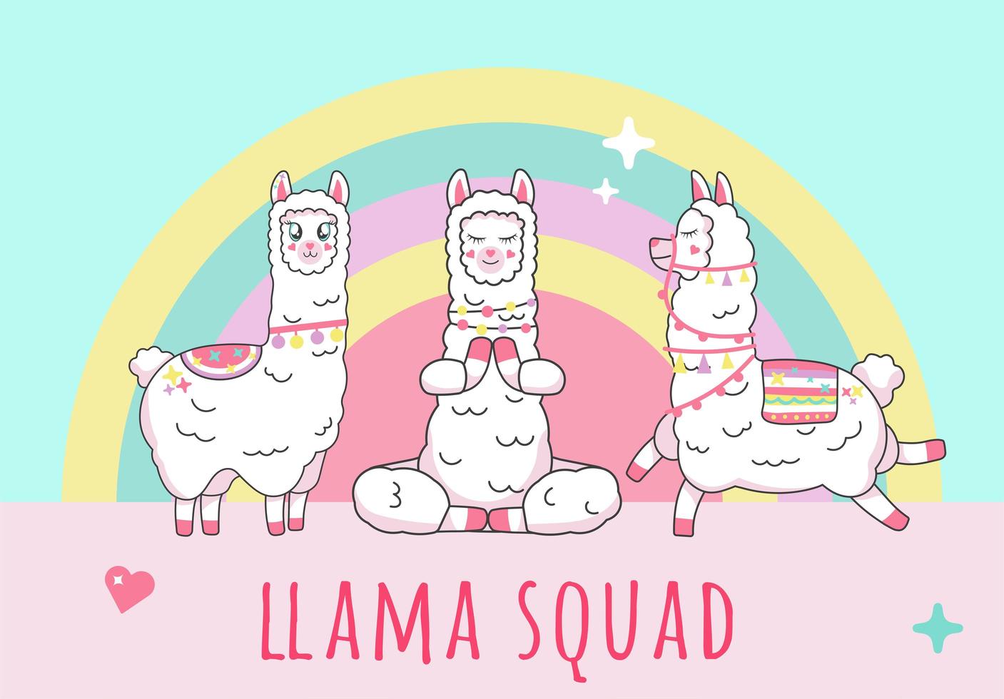 escuadrón de inscripción llama alpaca en escuadrón unicornio vector