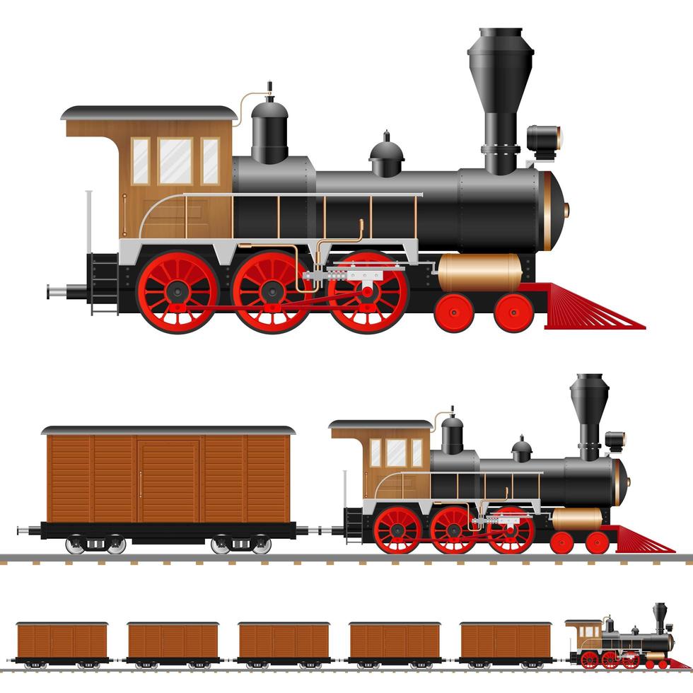 locomotoras y vagones vector