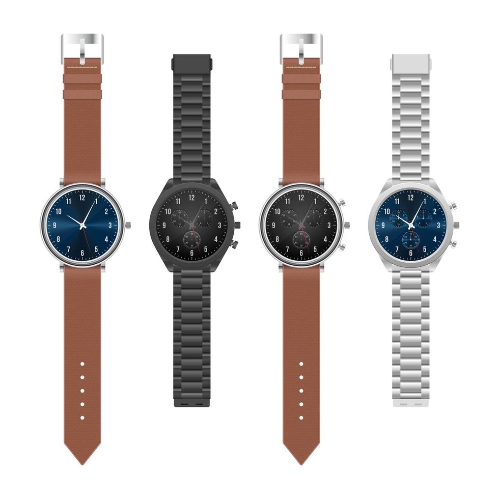 Realistic elegant wristwatch vector