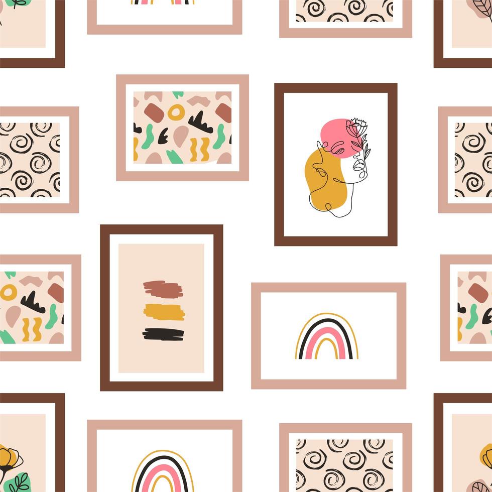 Picture Frames Hanging on the Wall Seamless Pattern vector