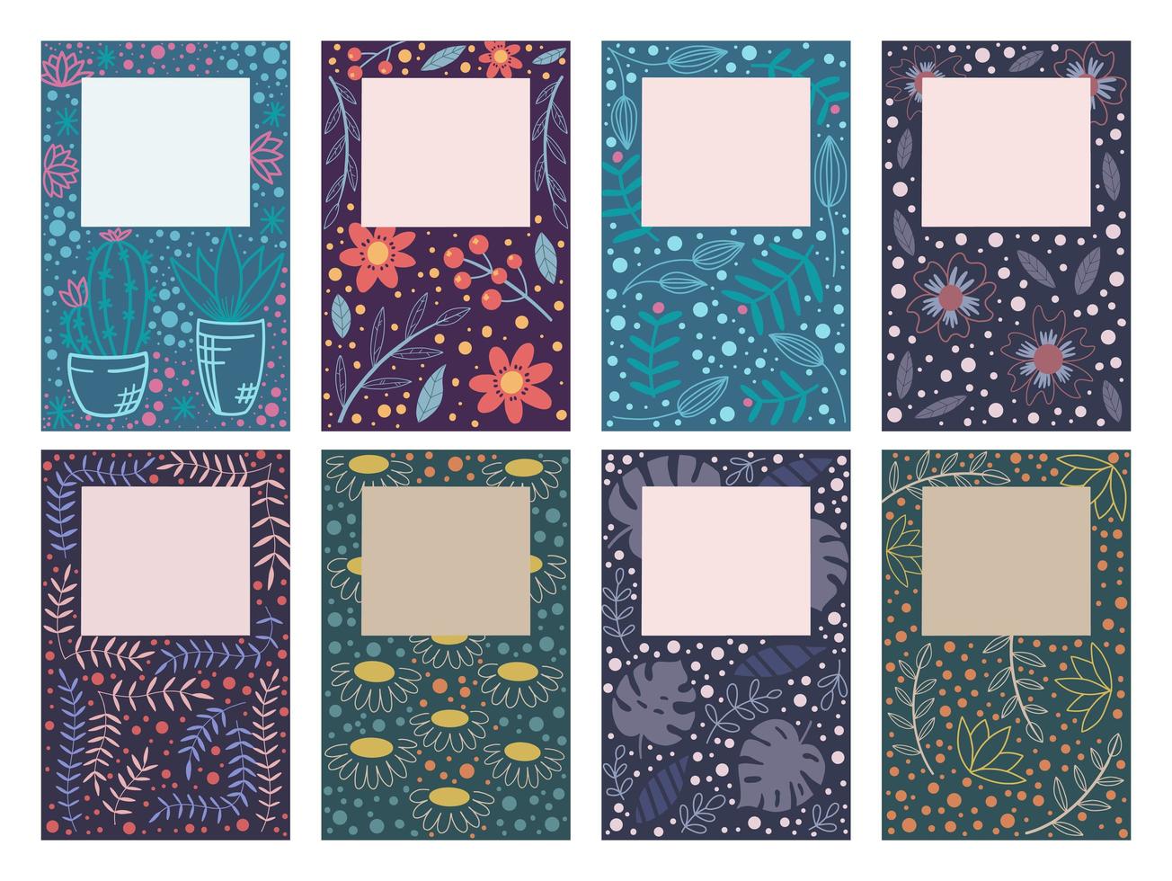 Cover Design Cards with Floral Patterns vector