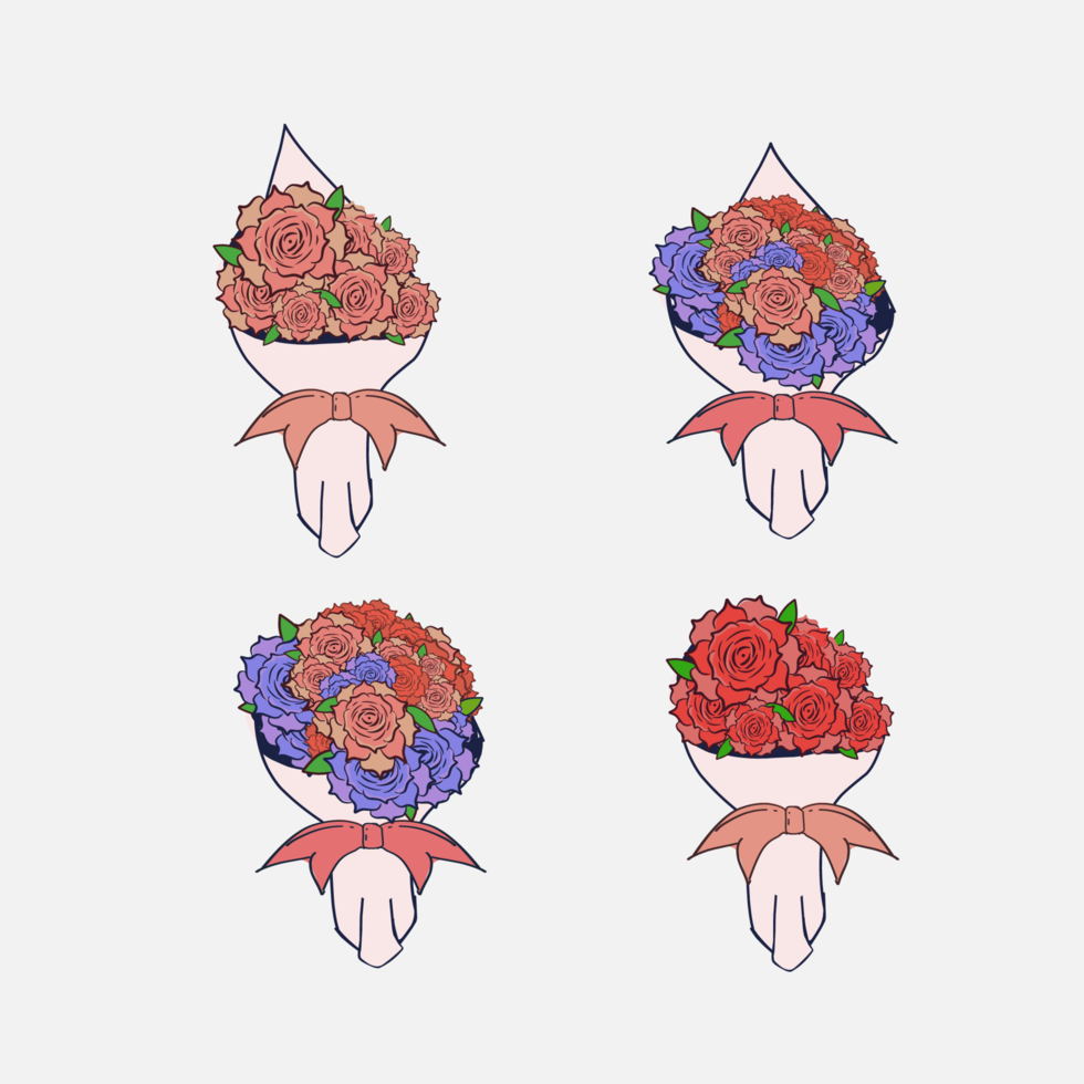 Colorful Hand Bouquet of Flowers on White Background vector
