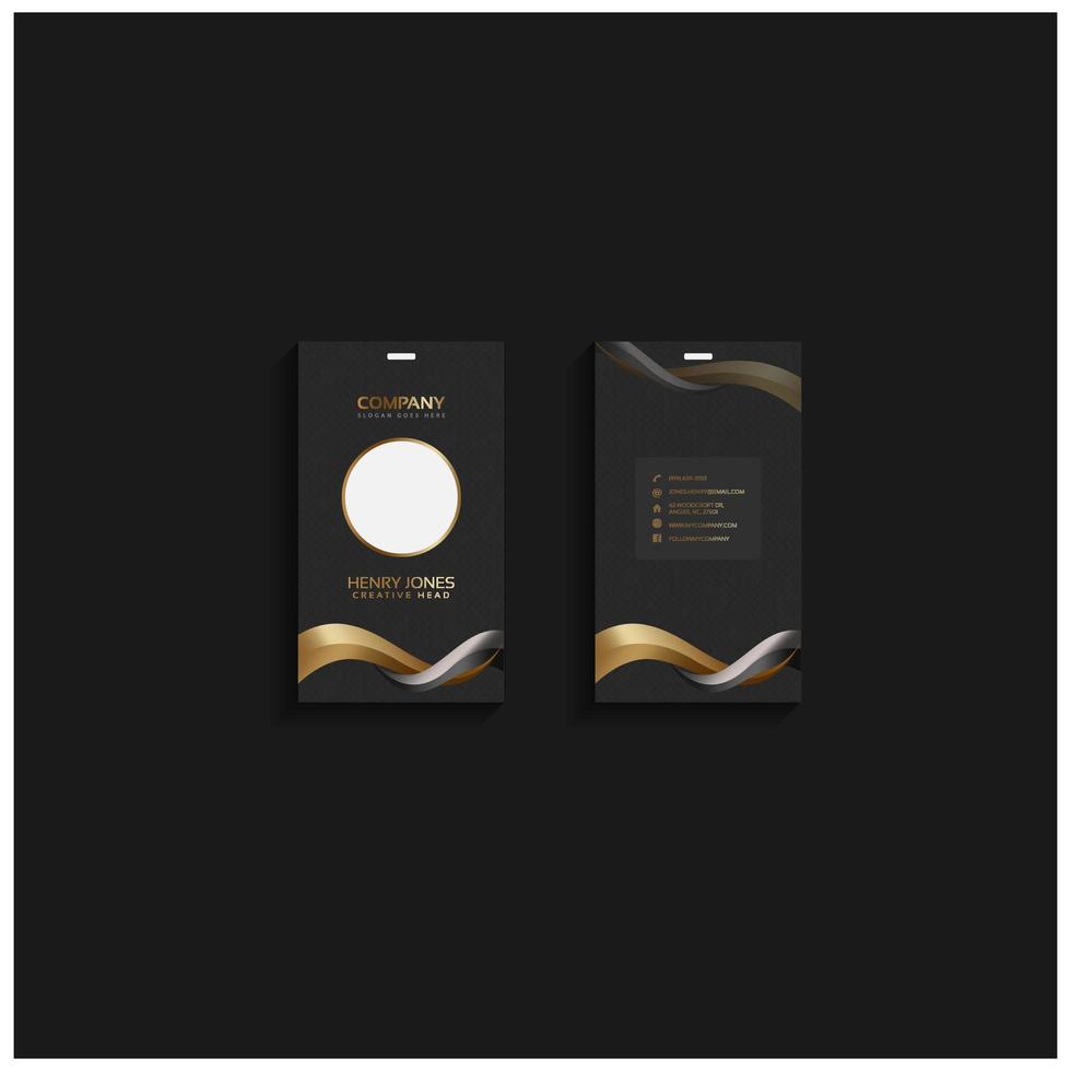 Elegant ID Card or Business Card Template Black, Gold vector