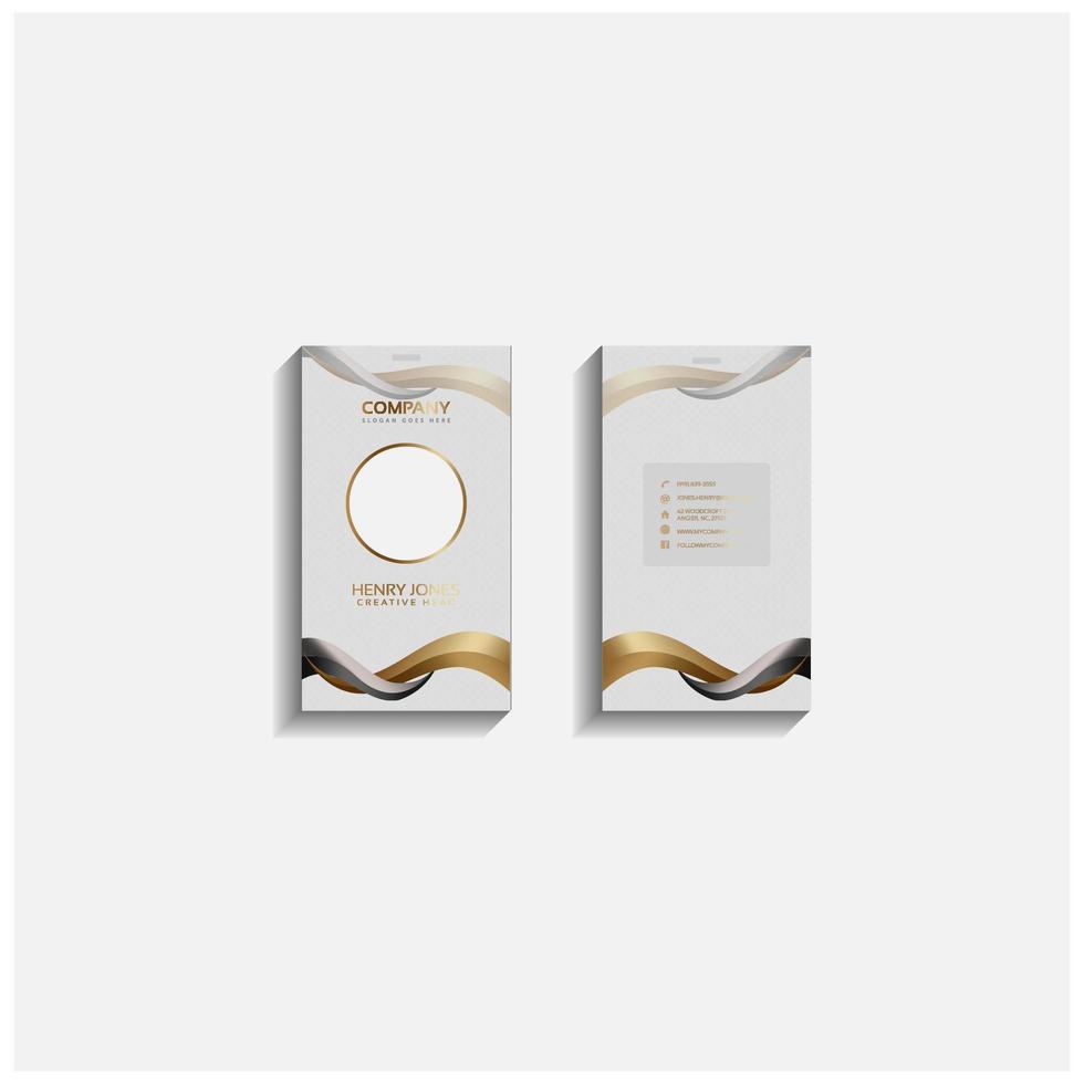 Elegant ID Card or Business Card Template White, Gold vector