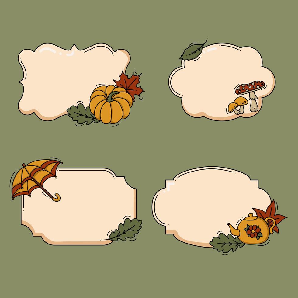 lindo conjunto de etiquetas de otoño vector