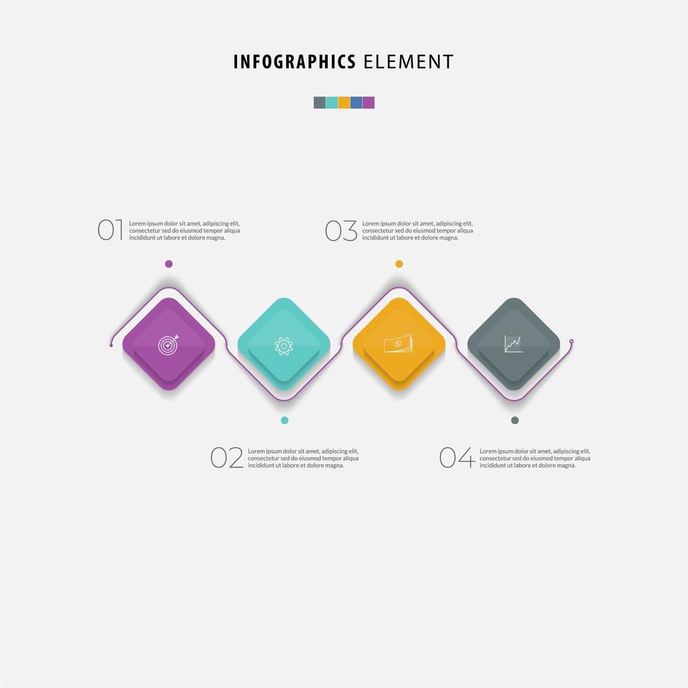 Four Steps Timeline Colorful Business Infographic vector
