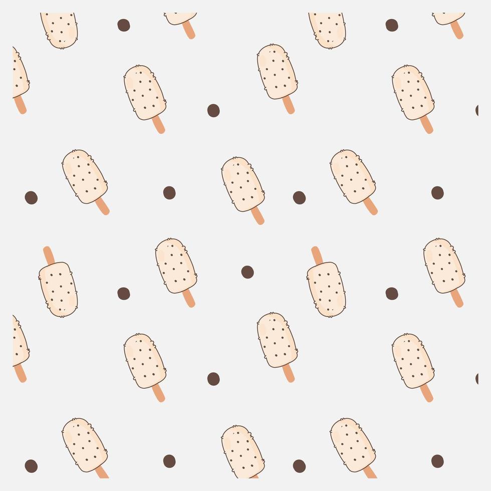 patrón de helados de vainilla de chocolate blanco dibujado a mano vector