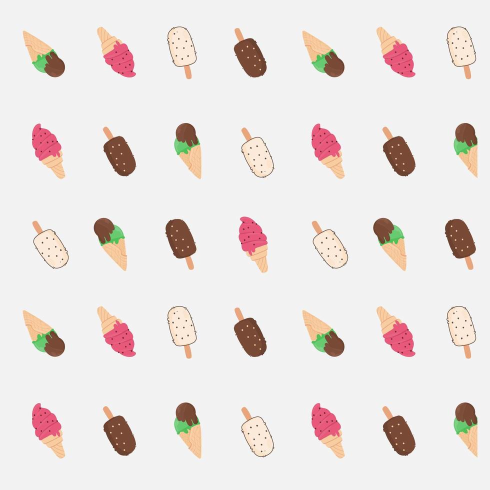 Hand Drawn Various Ice Creams Pattern vector