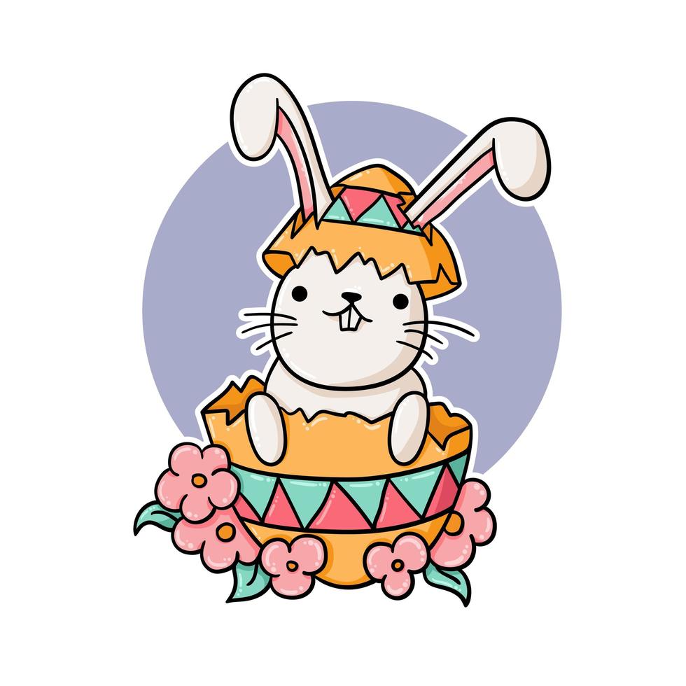 Funny rabbit inside an Easter egg vector