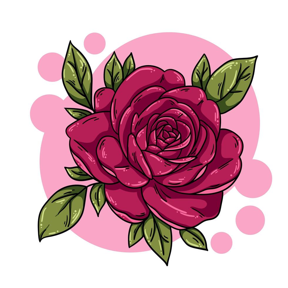 Cute rose flower with leaves vector