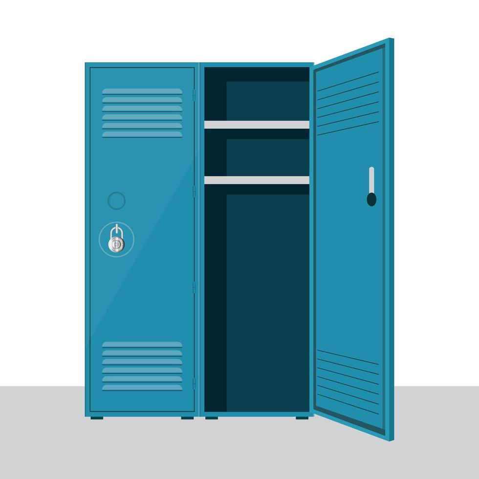 Opened metal school locker isolated vector