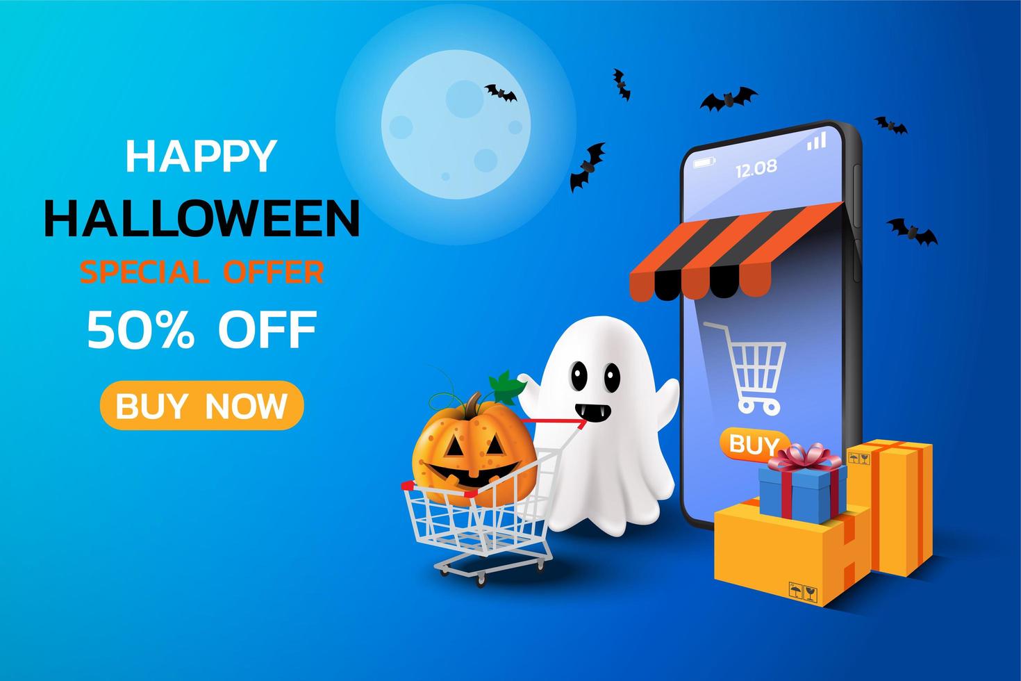 Happy halloween sale banner 1263871 Vector Art at Vecteezy