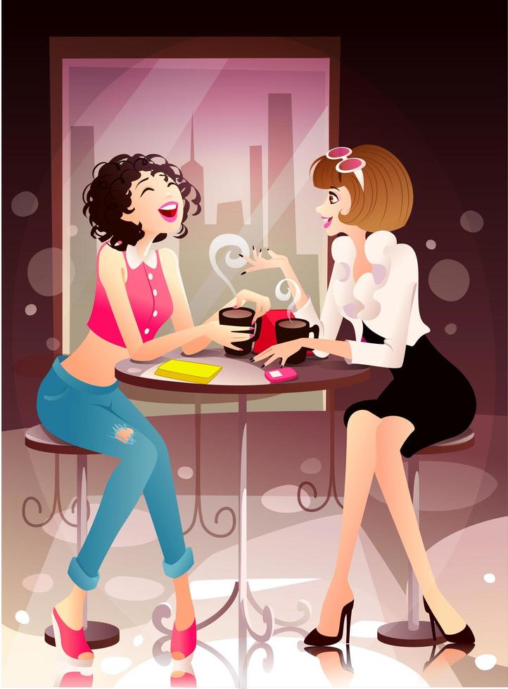 Women having fun in a coffee shop vector