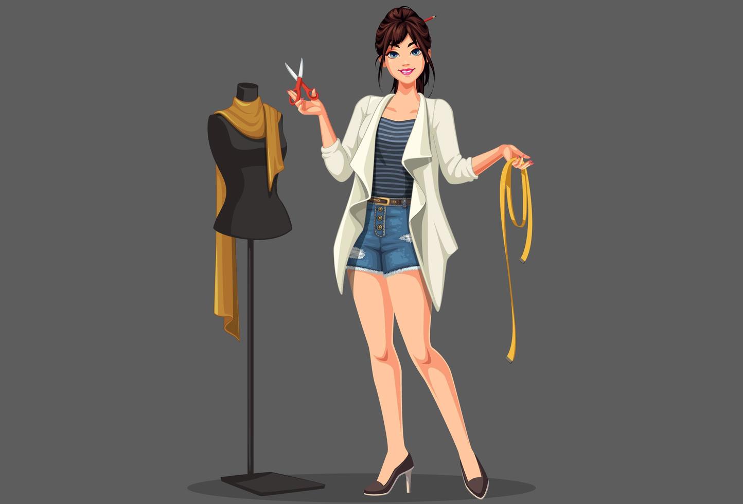 Fashion designer with mannequin vector