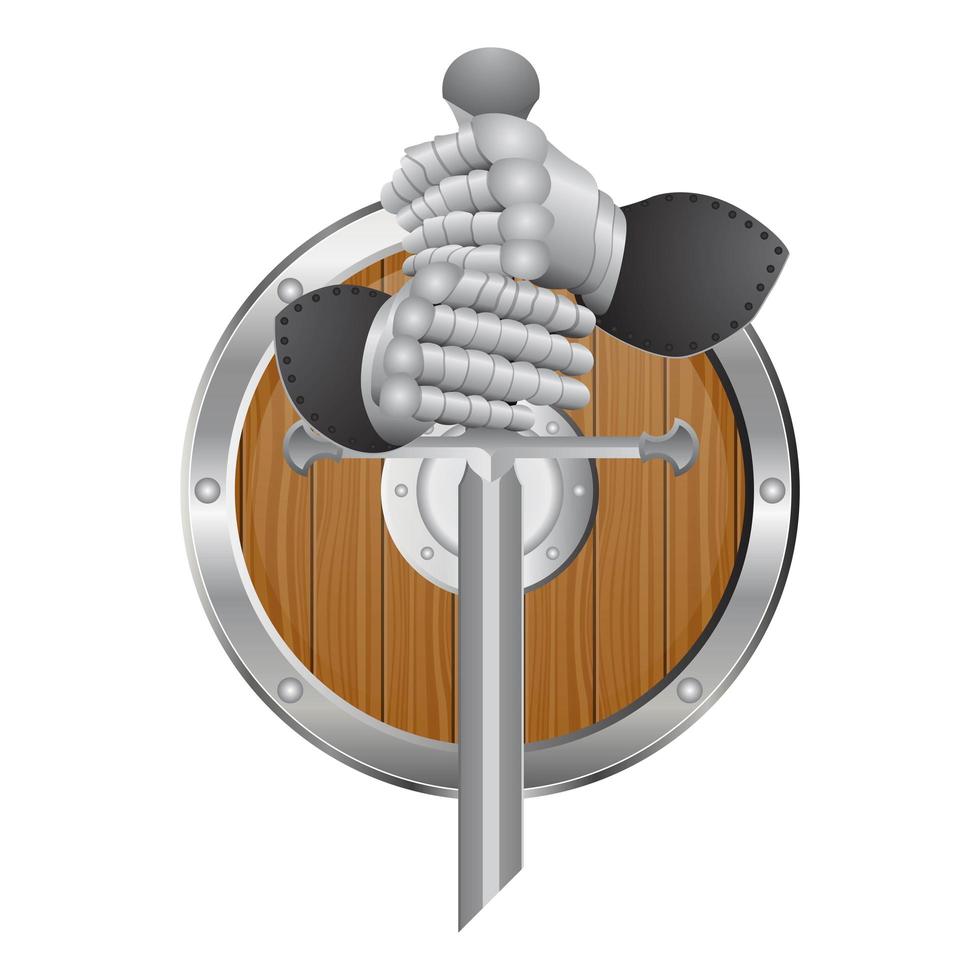 Knight gloves, sword and shield isolated vector