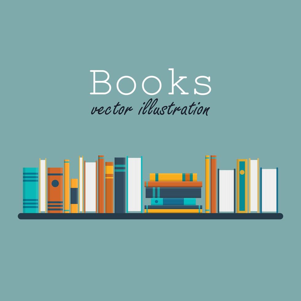 Dark bookshelf with books vector