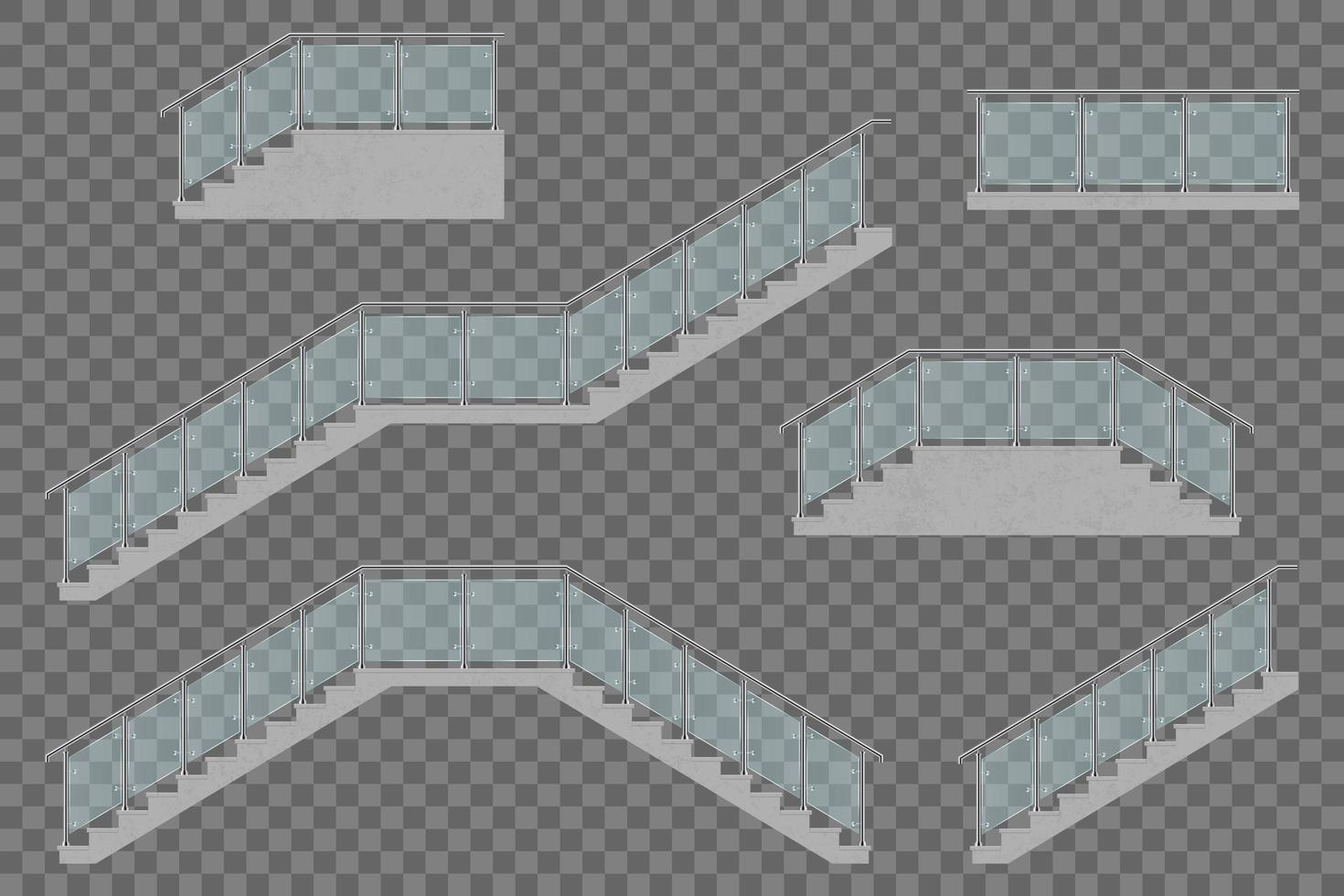 Stairs with glass railing  vector