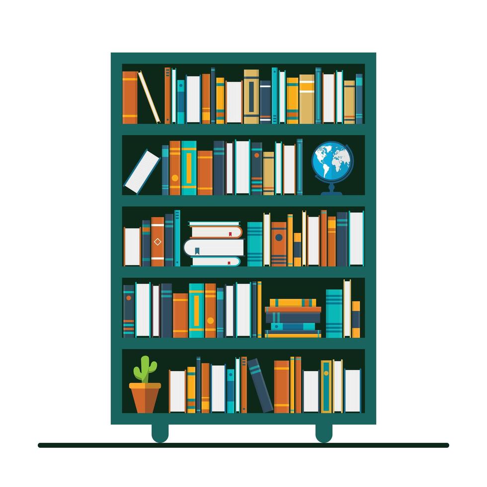 Bookcase With Many Books Vector Art At Vecteezy Bookcase With Many Books Vector Art At Vecteezy